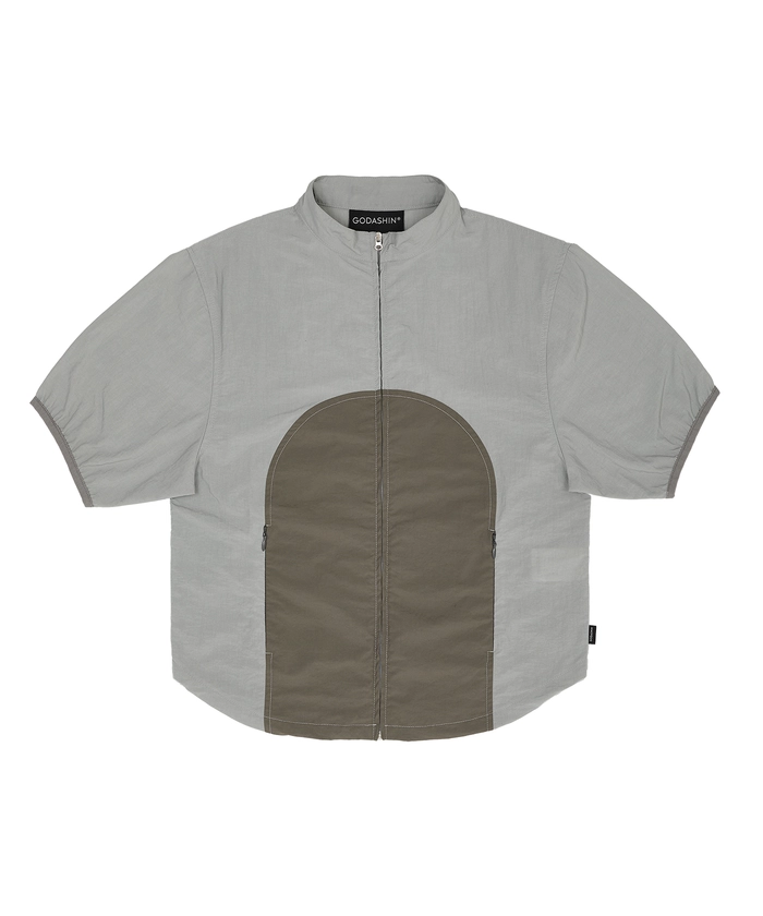 Curved Cutting Zip-up Shirt (Gray)