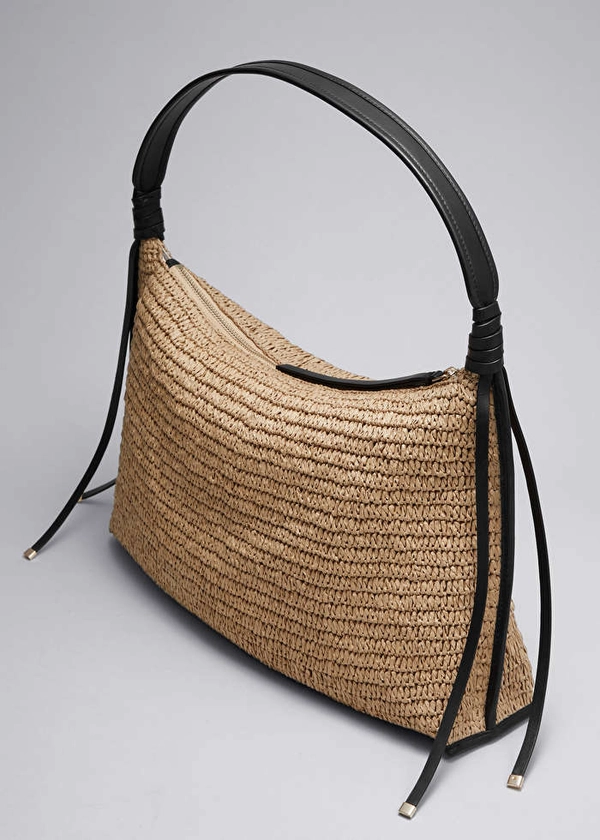 Leather-Detailed Straw Bag - Beige - & Other Stories GB