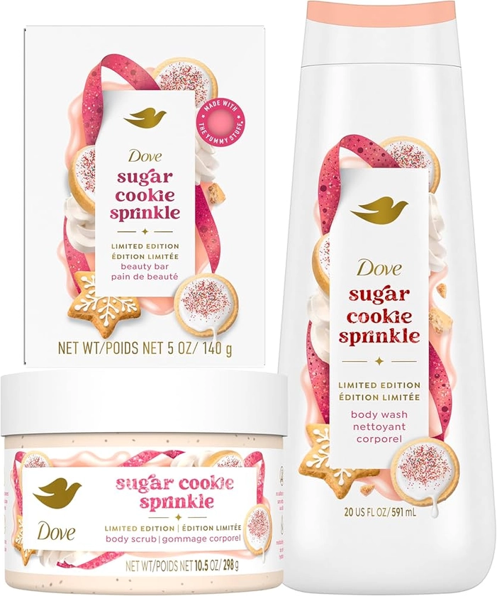 Dove Sugar Cookie Mixed Pack for Deep Nourishment Limited Edition Holiday Treats Hydrates and Replenishes Skin Sulfate Free 3 Count