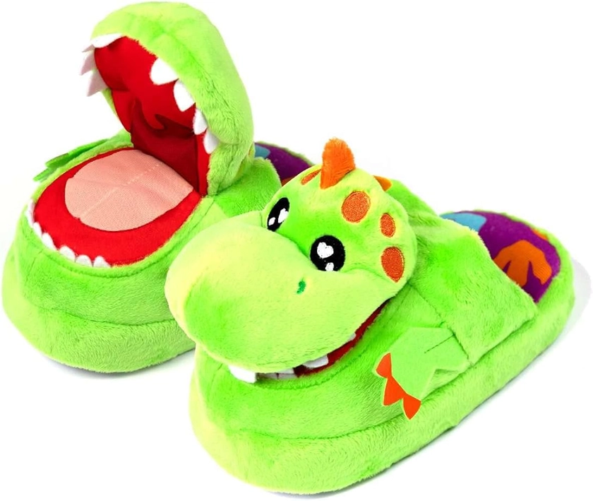 Stompeez Animated Slippers, Walk, Stomp or Jump - House Slippers - For Kids - Novelty 3D - Super Soft & Comfy - Great Gift
