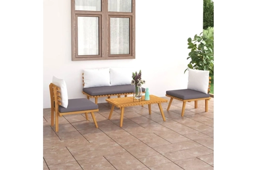 Salon de jardin vidaXL Salon de jardin 4 pcs avec coussins Bois d'acacia solide | Darty