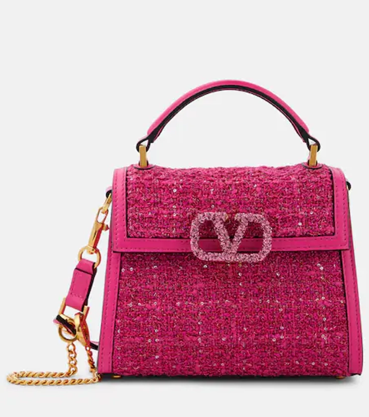 VSling Mini tweed tote bag in pink - Valentino Garavani | Mytheresa