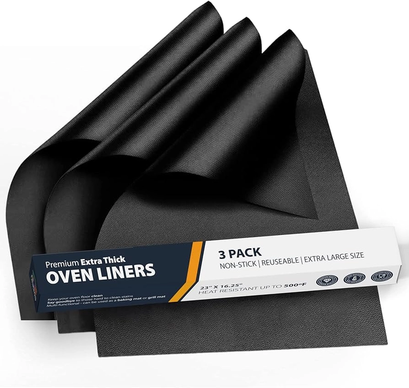 Amazon.com: Oven Liners for Bottom of Oven - 3 Pack Large Heavy Duty Mats, 16.25”x23” Non-Stick Reusable Liner for Electric, Gas, Toaster Ovens, Grills - BPA & PFOA Free Oven Cleaning Kitchen Accessory (Black): Home & Kitchen