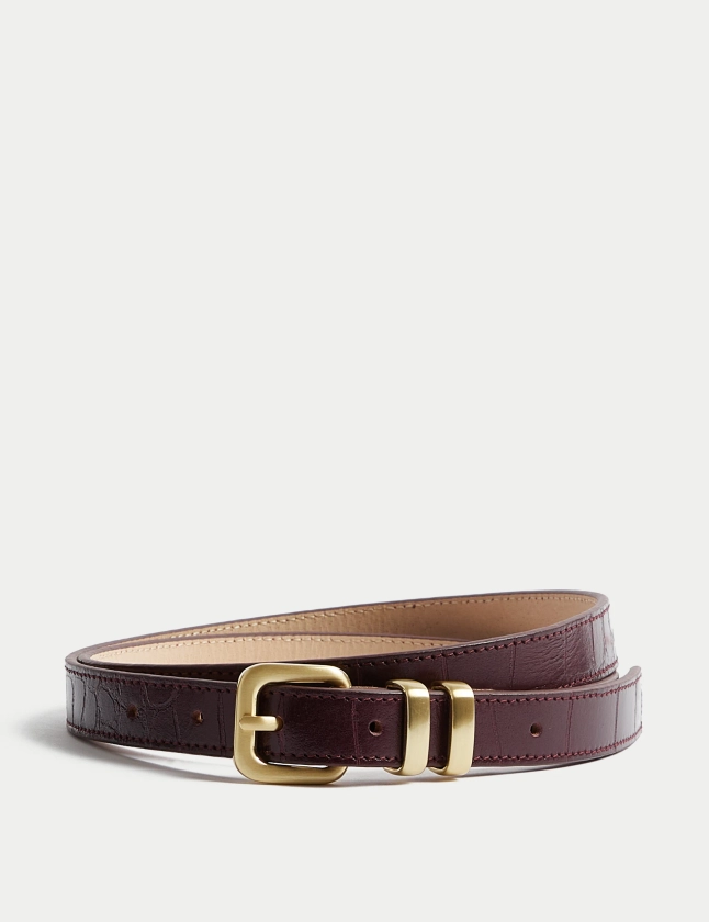 Leather Lizard Effect Slim Jeans Belt | M&S Collection | M&S