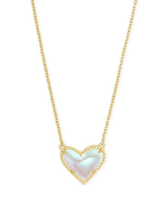 Ari Heart Gold Short Pendant Necklace in Chartreuse Magnesite | Kendra Scott