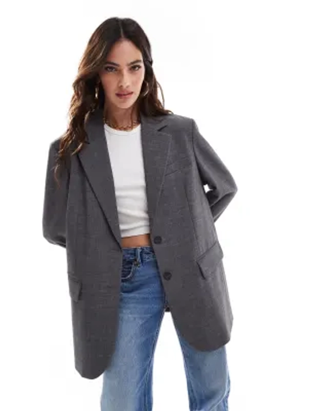 Stradivarius - Blazer oversize - Gris | ASOS