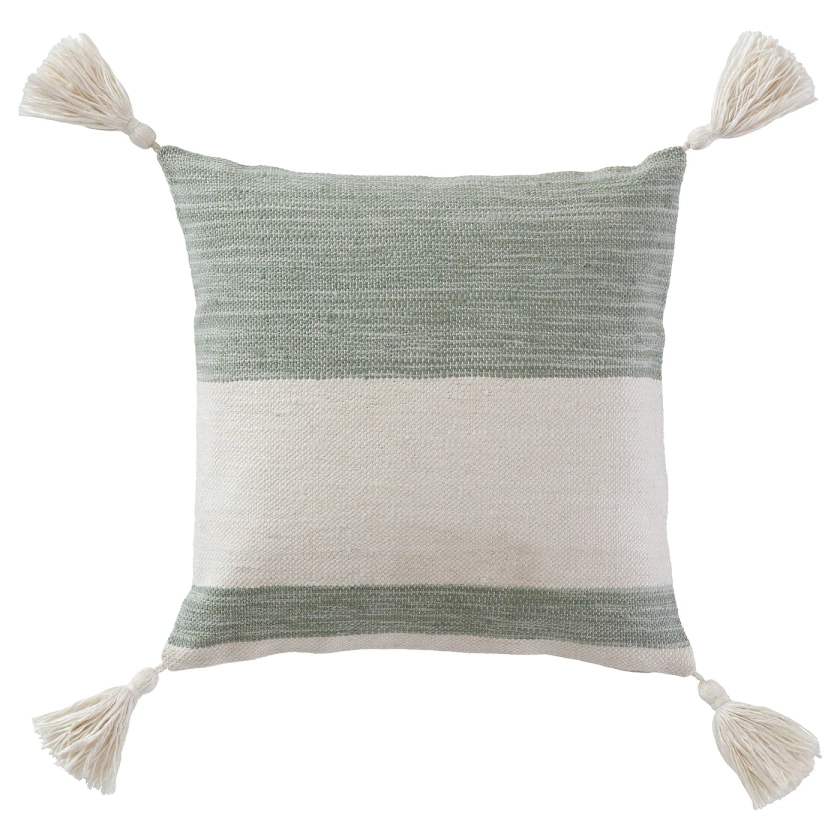 BENEDIKTA Cushion cover - light green/white 20x20 "