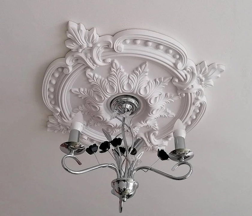 Large Ceiling Medallion Rose, 72cm, White Polystyrene Primed, Light Weight, Ornate Victorian Style Easy to Fit CR7