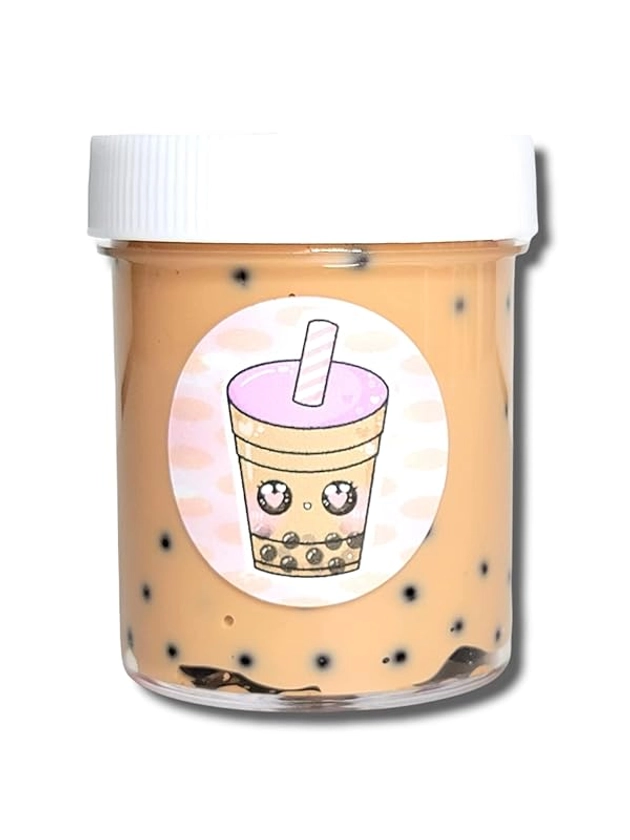 Milk Boba Tea Handmade Thick Glossy Scented Slime 4oz - Hoshimi Slimes