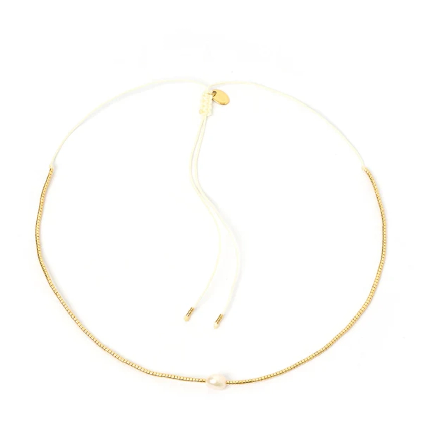 Matilda Pearl & Glass Beaded Necklace - Gold