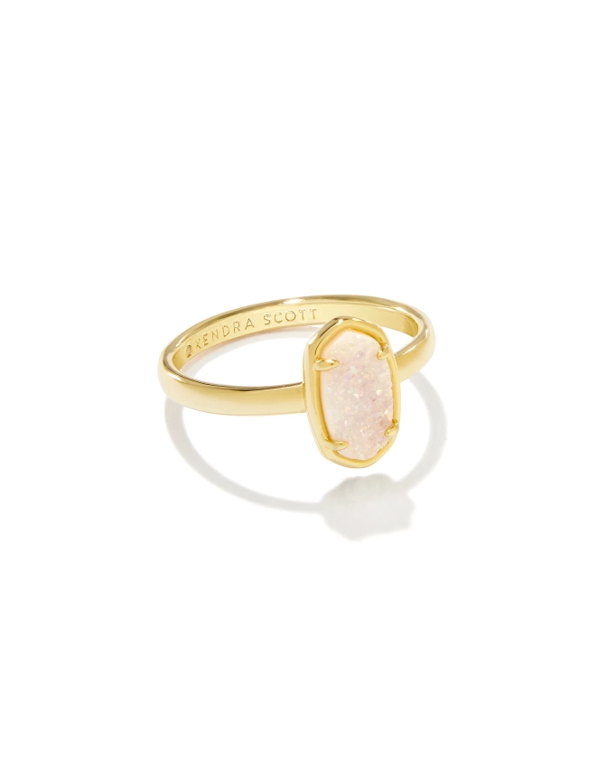 Grayson Gold Band Ring in Iridescent Drusy