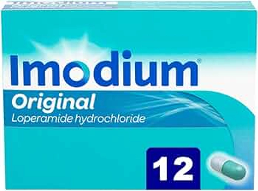 Imodium Original Capsules For Effective Relief From Diarrhoea In Just One Dose Diarrhoea Relief Capsules, White, Tablets, 12 Count