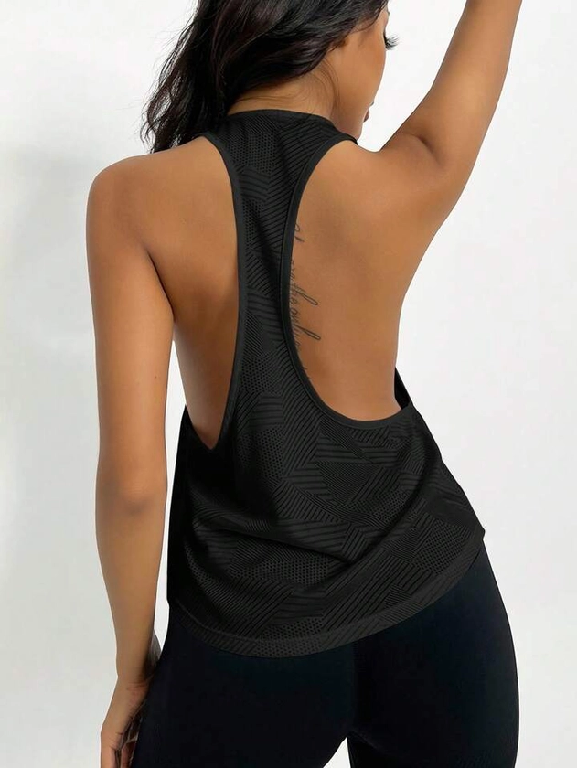 Yoga Basic T-shirt De Sport Minimaliste Dos Nu Adapté À L'exercice Quotidien | Mode en ligne | SHEIN FRANCE