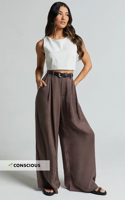 Clarke Pants - High Waist Wide Leg Pants in Slate