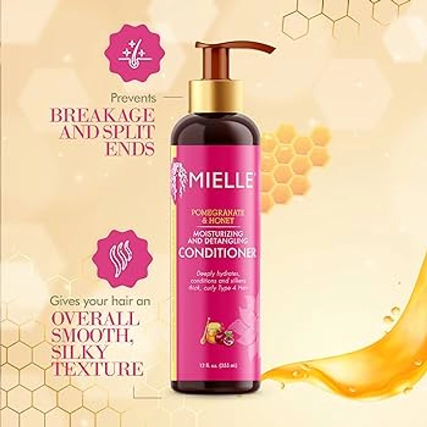 Mielle Organics Pomegranate & Honey Detangling Conditioner, Hydrating & Moisturizer For Dry, Damaged, & Frizzy Hair, Treatment For Thick Curly Wavy Hair Type 4 Hair, 12-Fluid Ounces