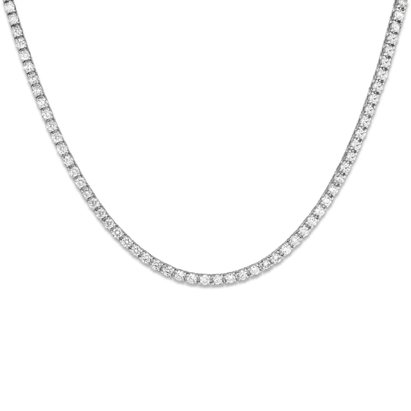 Unflippable Tennis Necklace in White Gold