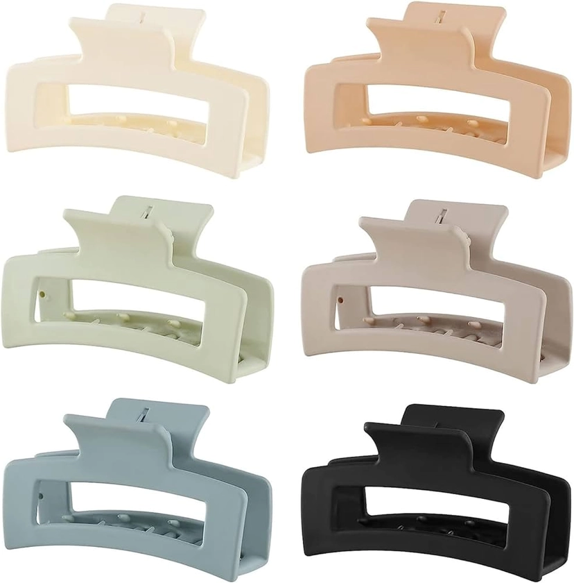 Amazon.com: 6 Pack Square Claw Clips for Women Girls, 3.5" Medium Non-slip Rectangular Matte Claws Strong Jumbo Hair Styling Accessories for Thin Hair : Beauty & Personal Care