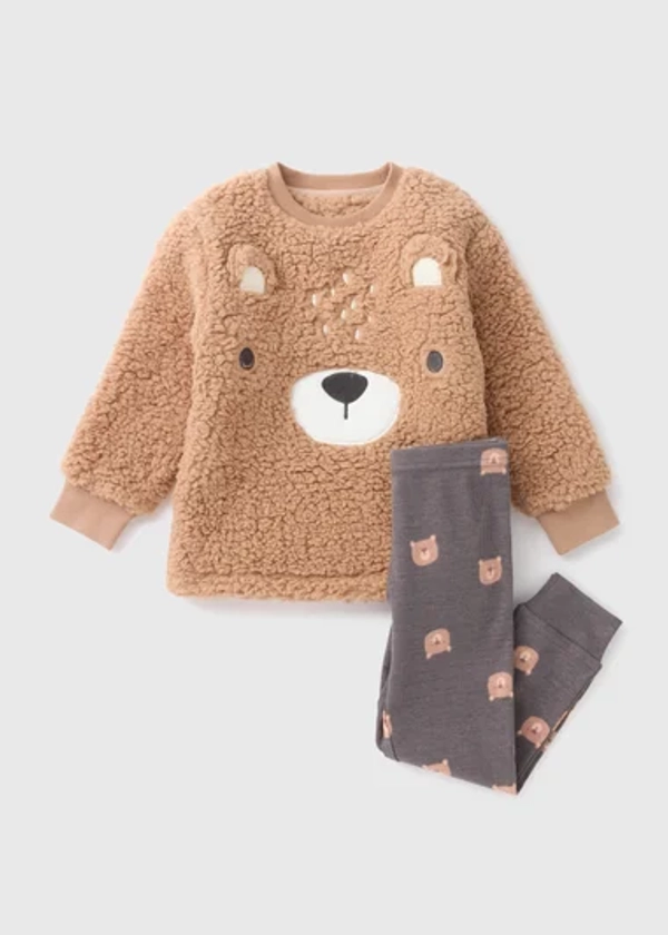 Boys Brown Bear Top & Leggings Pyjama Set (1-7yrs)