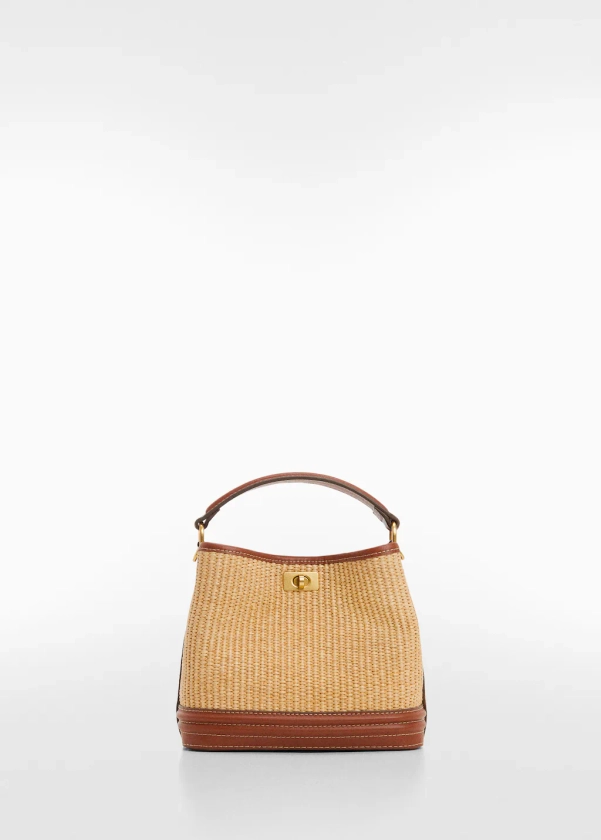 Raffia-effect bucket bag - Woman | MANGO USA