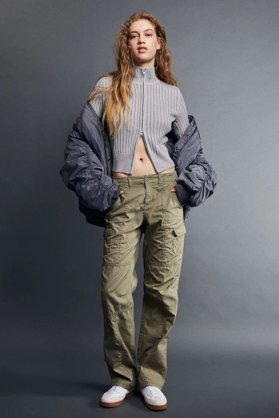 Low-waist Cargo Pants - Low waist - Long - Khaki green - Ladies | H&M US