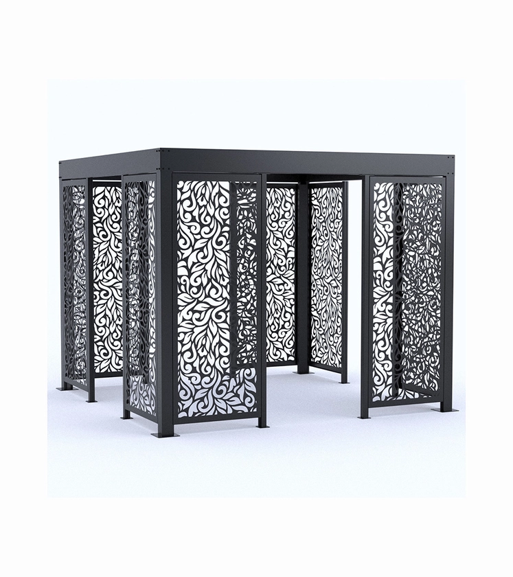 Aluminium Pergola 3m x 3m Botanical Design – The Steel Gallery