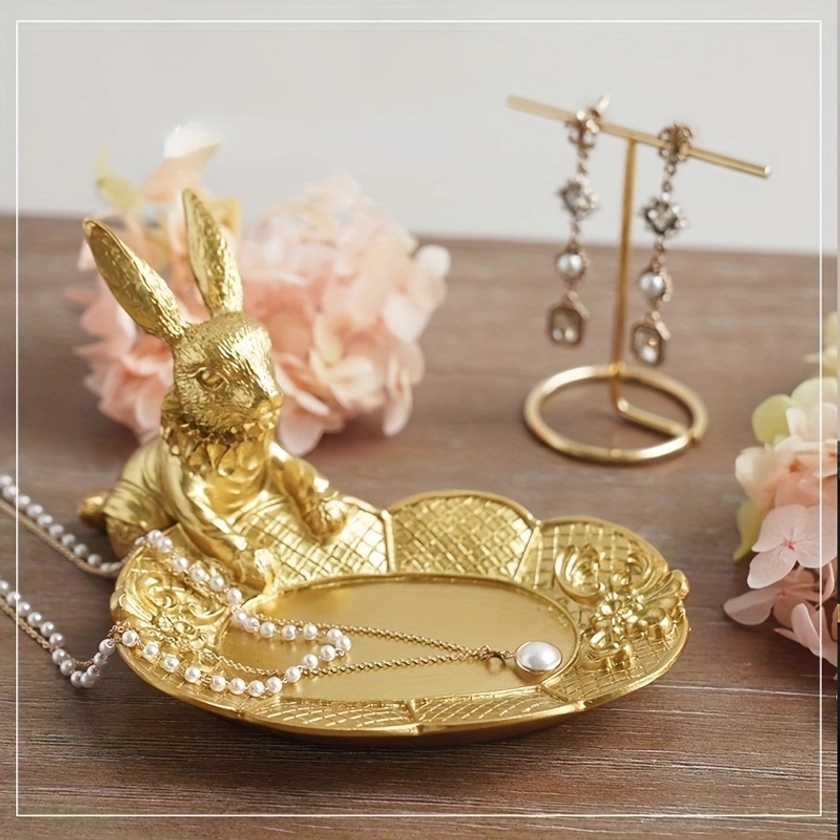 Jewelry Holder Figurine Resin Bunny Jewelry - Temu United