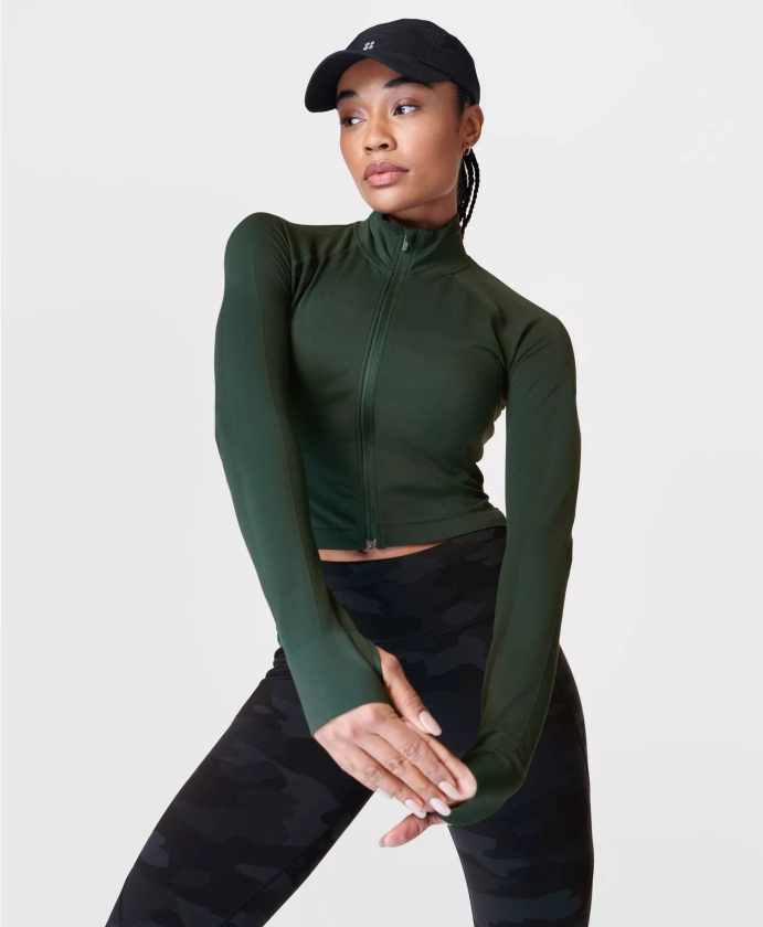 Athlete Crop Seamless Workout Zip Up