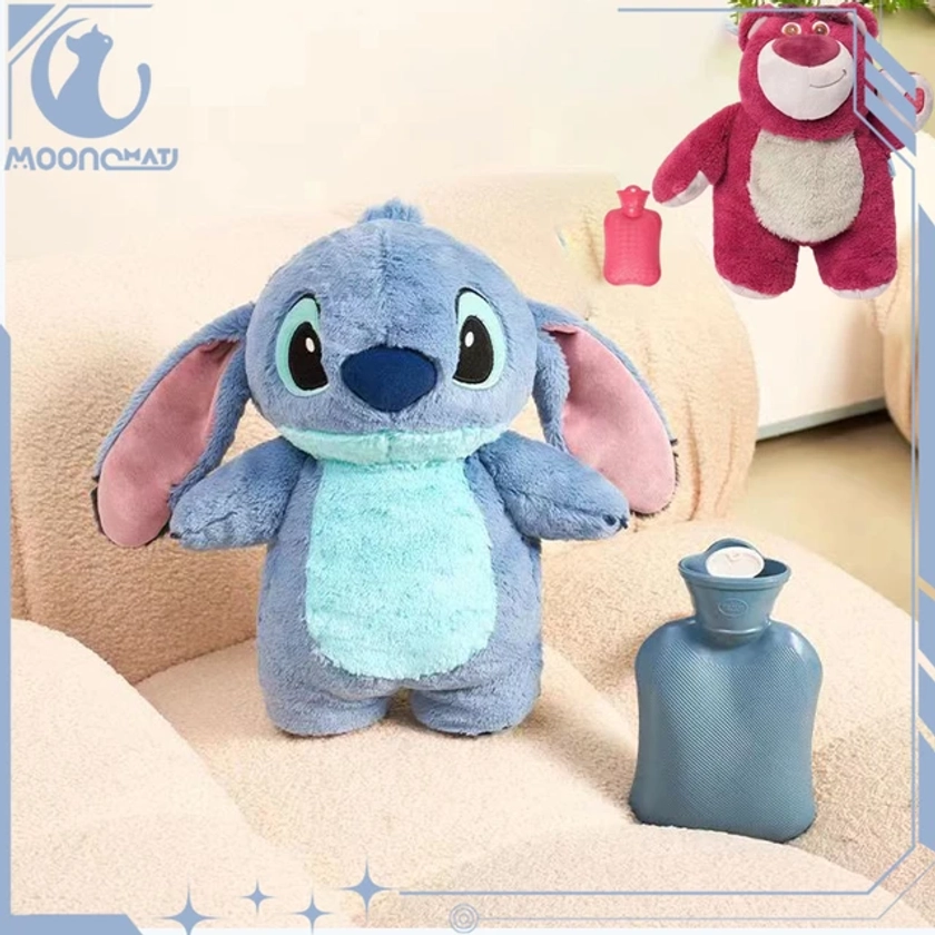 Turo Lilo Stitch Angel Lotso Plush Hand Warm Bag Hot Water Bottles Kawaii Soft Winter Portable Warm Hand Bag Toy Birthday Gifts