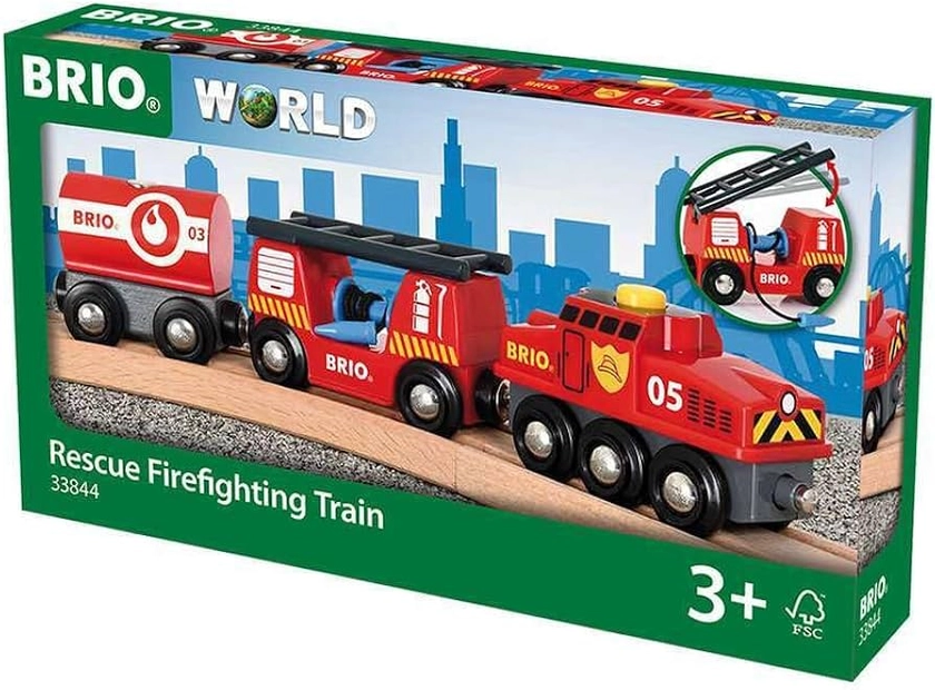 BRIO World Fire & Rescue Rescue Fire Toy Train for Kids Age 3 Years Up