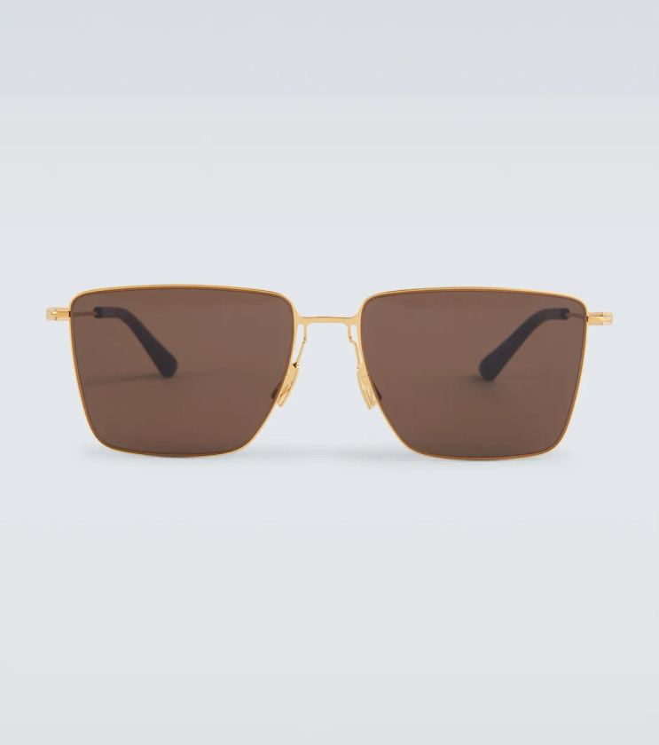 Ultrathin rectangular sunglasses in brown - Bottega Veneta | Mytheresa