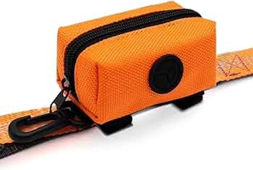 SLSON Pet Waste Bag Dispenser Zippered Pouch,Portable Dog Poop Bag Holder Leash Attachment Lightweight Fabric Bags (Orange)