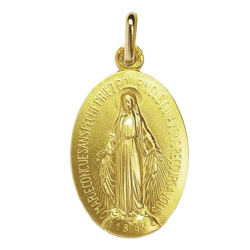 Médaille miraculeuse en or jaune 18 carats Marie conçue sans péché