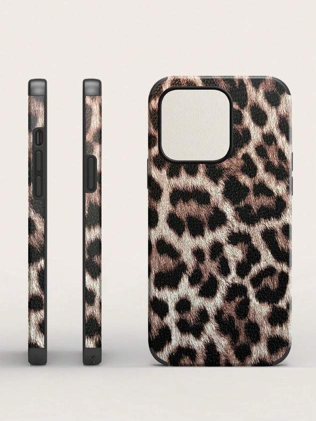 Animal Print 1 peça estilo leopardo PU couro macio capa de telefone à prova de choque e à prova de quedas com amortecedor TPU e tecnologia de conversão de som compatível com IPhone 14 Pro Max