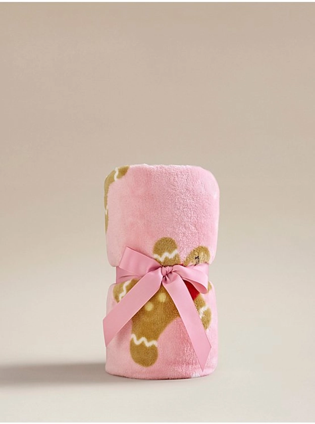 Pink Christmas Gingerbread Warm & Cosy Throw