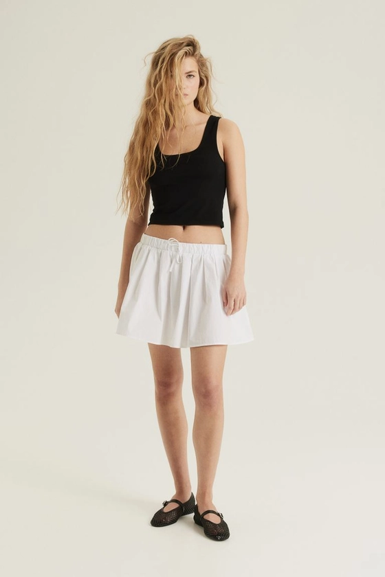 Voluminous Mini Skirt - Regular waist - Mini - White - Ladies | H&M US