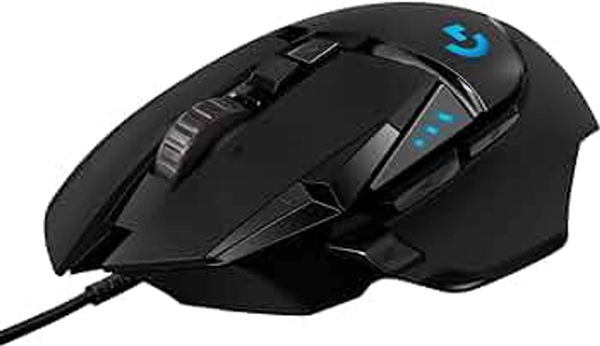 Logitech G502 HERO High Performance Wired Gaming Mouse, HERO 25K Sensor, 25,600 DPI, RGB, Adjustable Weights, 11 Programmable Buttons, On-Board Memory, PC / Mac, Black