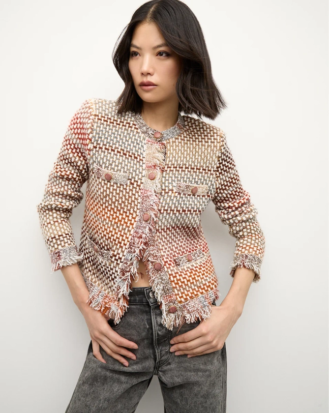 Sariyah Knit Jacket in Red Multi | Veronica Beard