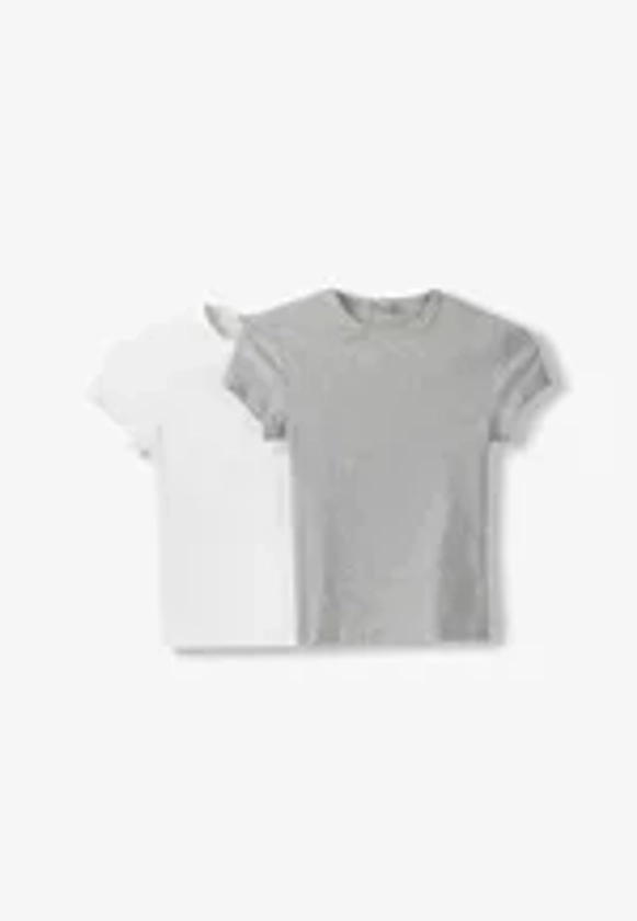 Bershka SHORT SLEEVE ROUND NECK 2 PACK - T-shirt basique - white/blanc - ZALANDO.FR