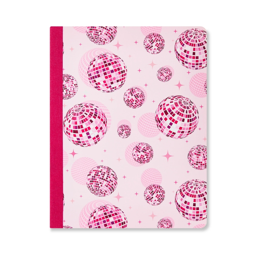 Pen+Gear College Ruled Composition Book, 7.5" x 9.75", Pink Disco Balls, 80 Sheets