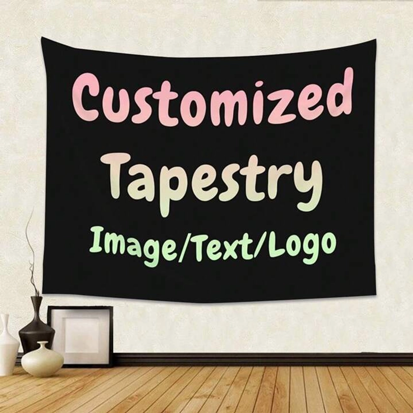 1pc Customizable Personalized Tapestry With Photos And Text, For Birthday, Wedding, Halloween, Christmas, Party, Father's/Mother's Day, Home Decor, Bedroom Aesthetics