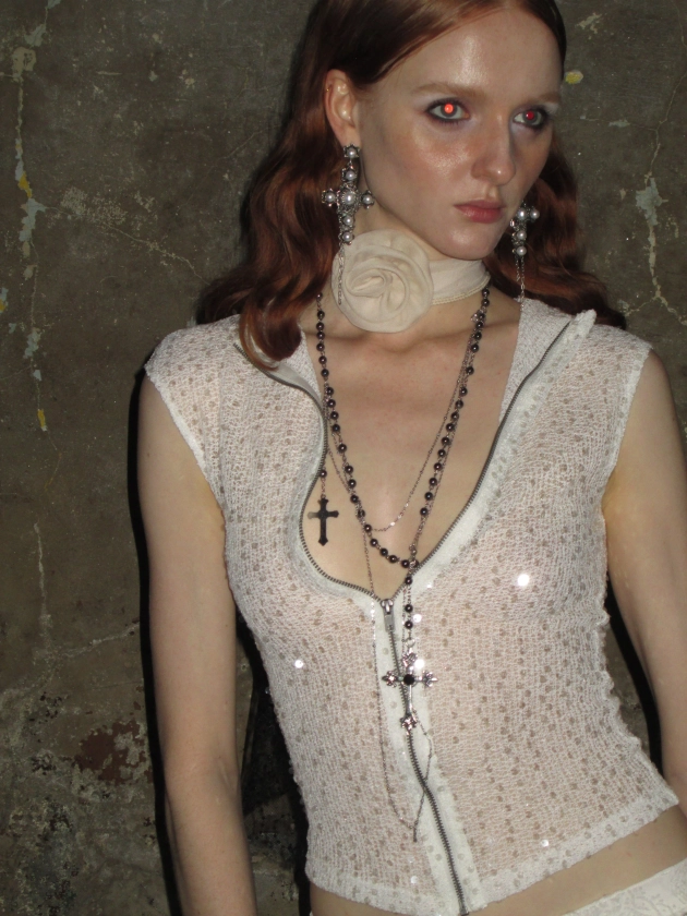 Multiway Sequin Stand-up Collar Tank Top