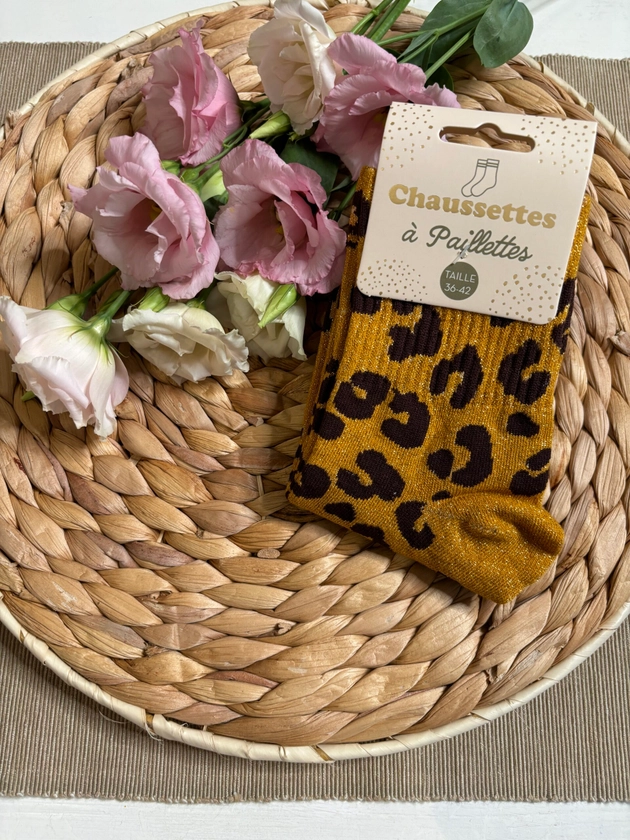 CHAUSSETTES PAILLETTES TRES COURTES - LEOPARD - Chez TATA SOPHIE - Une extension 2.0 du magasin Jardin de France