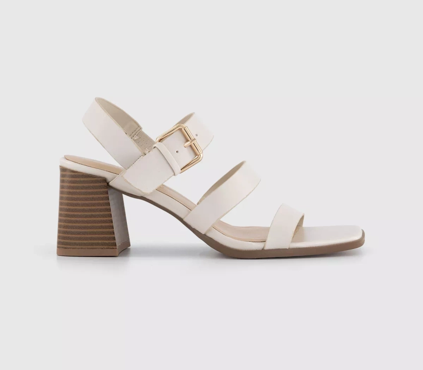 OFFICE Mina 3 Strap Block Heels Off White - Mid Heels