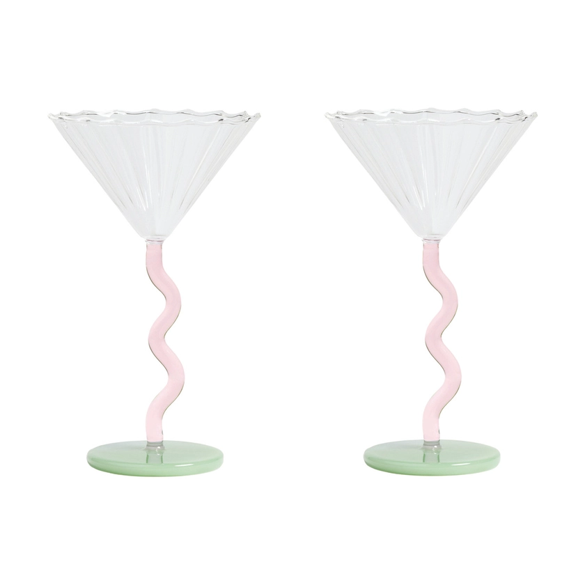 Set de 2 coupes à champagne rose 17 cm Curve - &Klevering