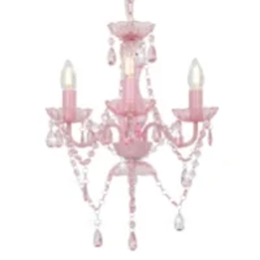 Lustre Avec Perles Rose Rond 3 X E14 Vidaxl