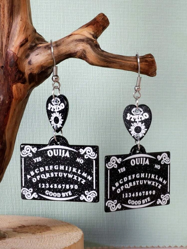 1 par de pendientes minimalistas de acrílico con tablero OUIJA de venta caliente de Halloween para mujeres