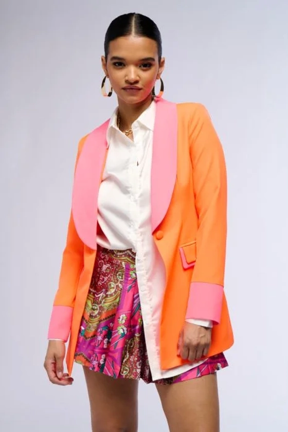 SUNSETS IN MIAMI NEON FITTED BLAZER IN NEON PINK