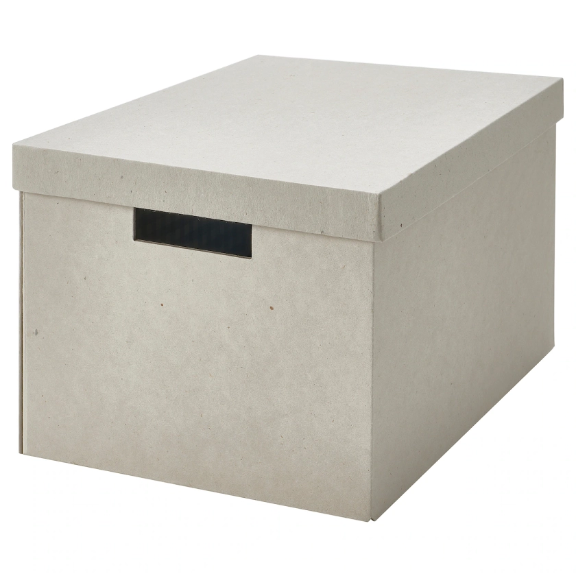 RÅGODLING Storage box with lid - natural colour/beige 25x35x20 cm