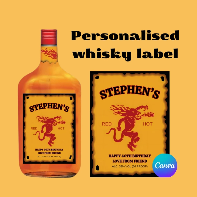 Whiskey Label Canva Template Personalized Custom Digital Download Groomsmen Gift Bachelorette Party Gifts for Him Dad - Etsy UK