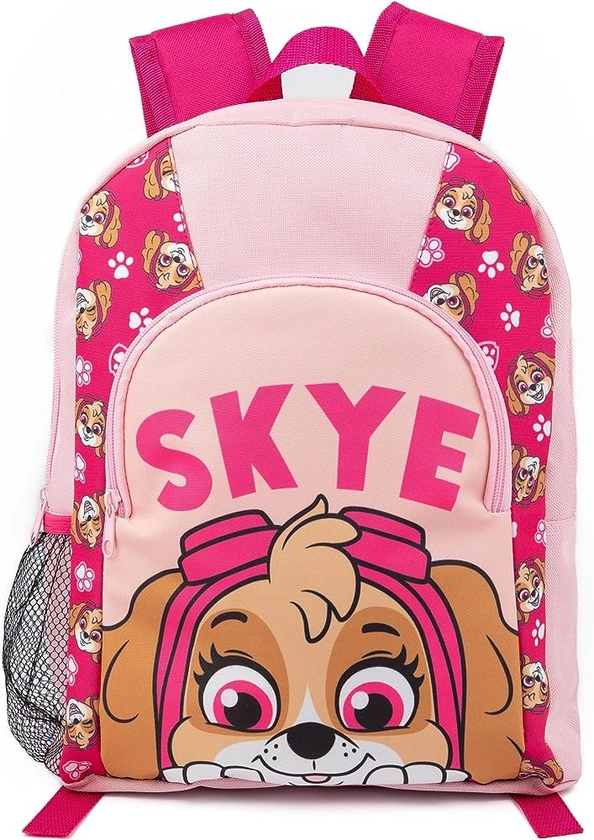 Paw Patrol Boys Backpack in Pink | Fly with Skye Dog Rucksack for Kids | Comfortable Adjustable Straps Character Schoolbag | Spacious & Organised Childrens Bag for School Nursery and Play